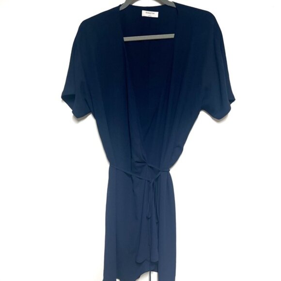 Aritzia Babaton Wallace Navy Wrap Dress Sz L - Picture 3 of 5